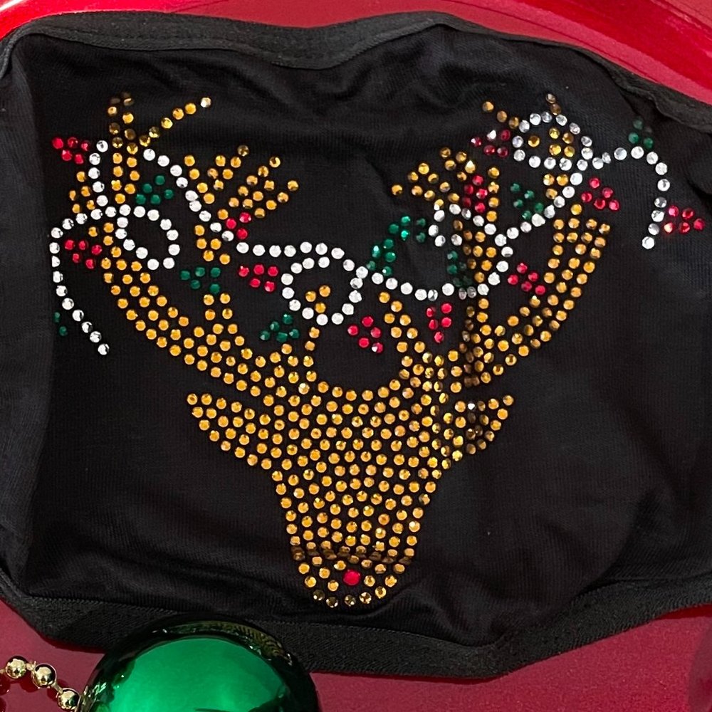 Reindeer Rudolph Bling Face Mask